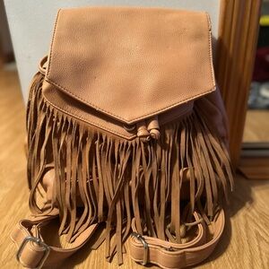 Tan Fringe Women's Backpack